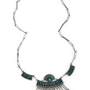 Appraisal: Zuni Silver and Petit Point Turquoise Necklace third quarter th