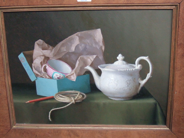 Appraisal: Gerald Norden th century Still life with teapot oil on