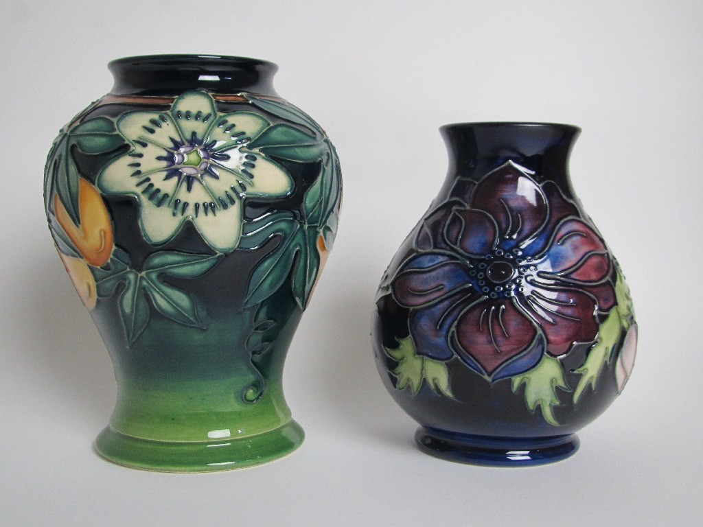 Appraisal: A Moorcroft Passionflower pattern vase dated factory second cm high