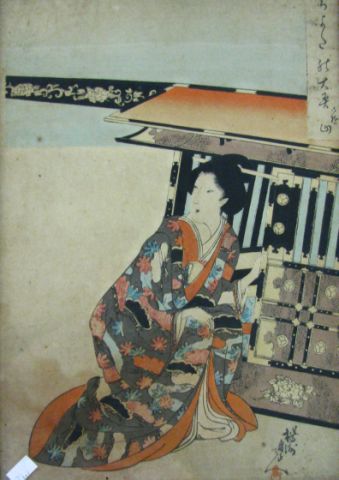 Appraisal: Toyohara Chikanobu - x inside frame dimensions print depicting woman