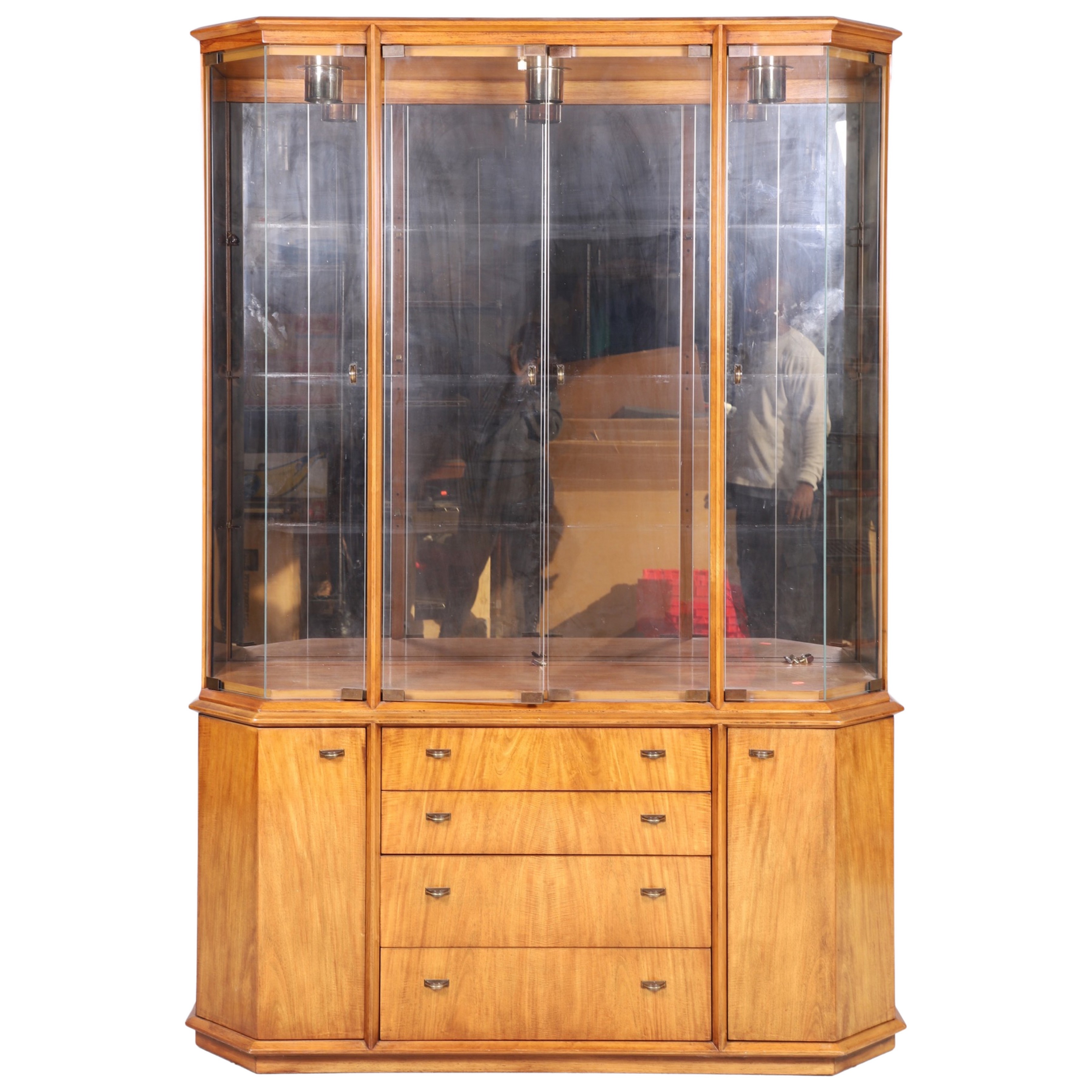 Appraisal: Drexel Deco style -pc china cabinet top with glass doors