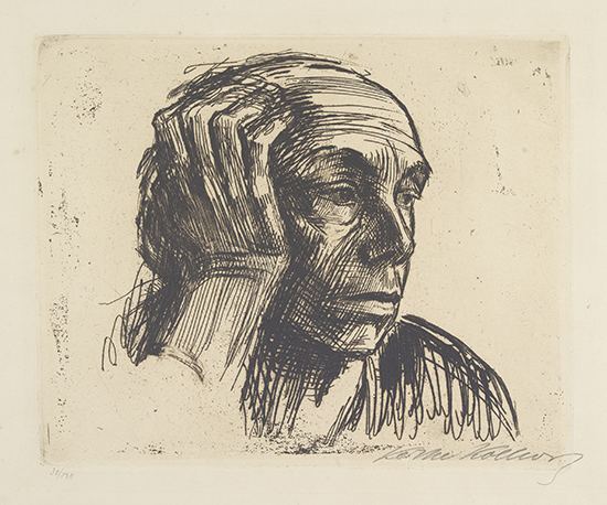 Appraisal: K THE KOLLWITZ Selbstbildnis Etching printed in dark brownish-black on