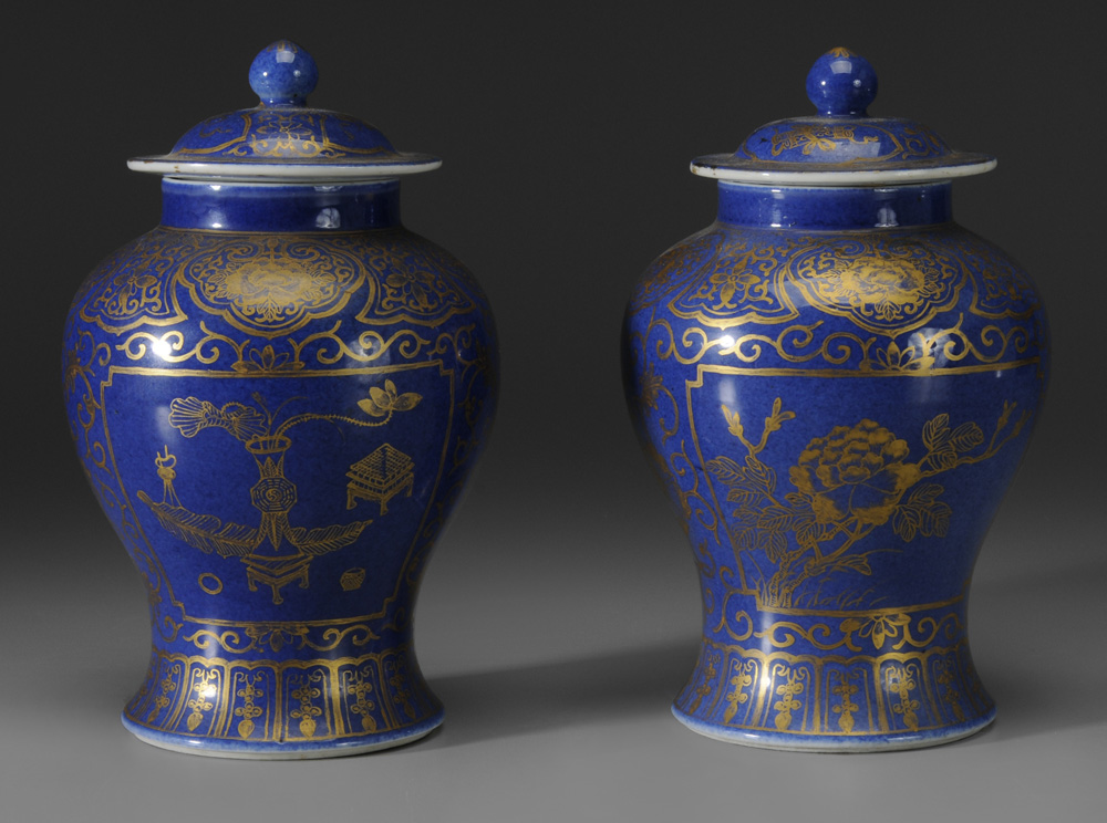 Appraisal: Pair Powder Blue Porcelain Ginger Jars Chinese probably th century