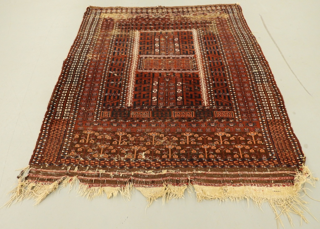 Appraisal: ANTIQUE PERSIAN SARYK ENSI CARPET RUG DOOR HANGING Middle East