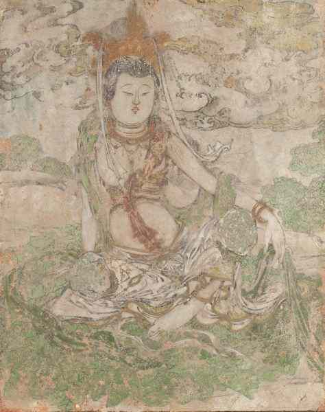 Appraisal: Chinese Sung Style Fresco Painting th century ink and color