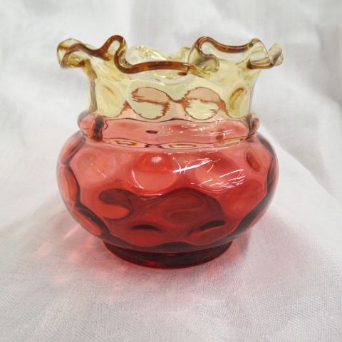 Appraisal: Amberina Art Glass Bowl thumbprint design with collar ruffle top