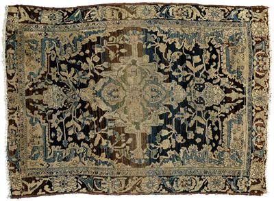 Appraisal: Ferahan Sarouk rug central medallion on blue field generally low