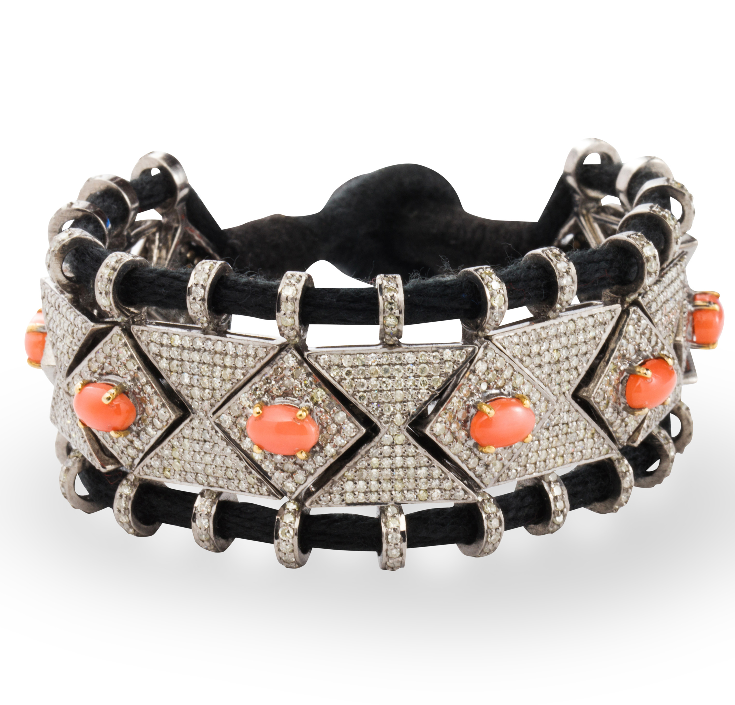 Appraisal: A CORAL AND DIAMOND BRACELET A coral and diamond bracelet