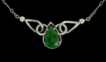 Appraisal: A Platinum Chain with an Emerald And Diamond Pendant Platinum