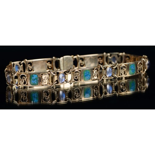 Appraisal: Liberty Co A gold moonstone and translucent enamel bracelet designed