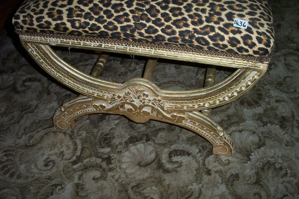 Appraisal: A pair of gilt framed dressing centre stools with leopard