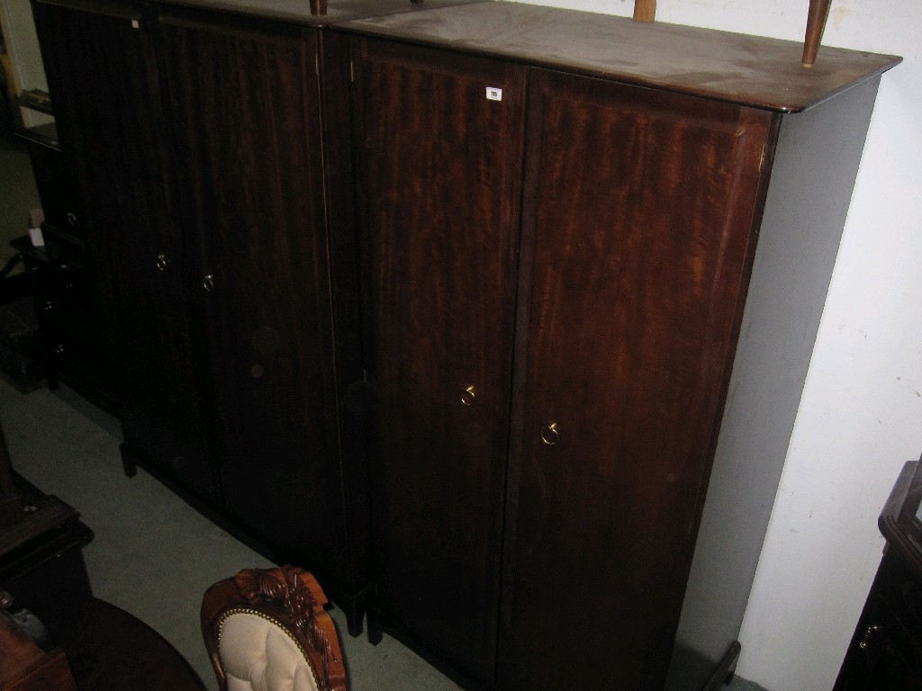 Appraisal: Stag bedroom suite comprising headboard two wardrobes stool dressing table