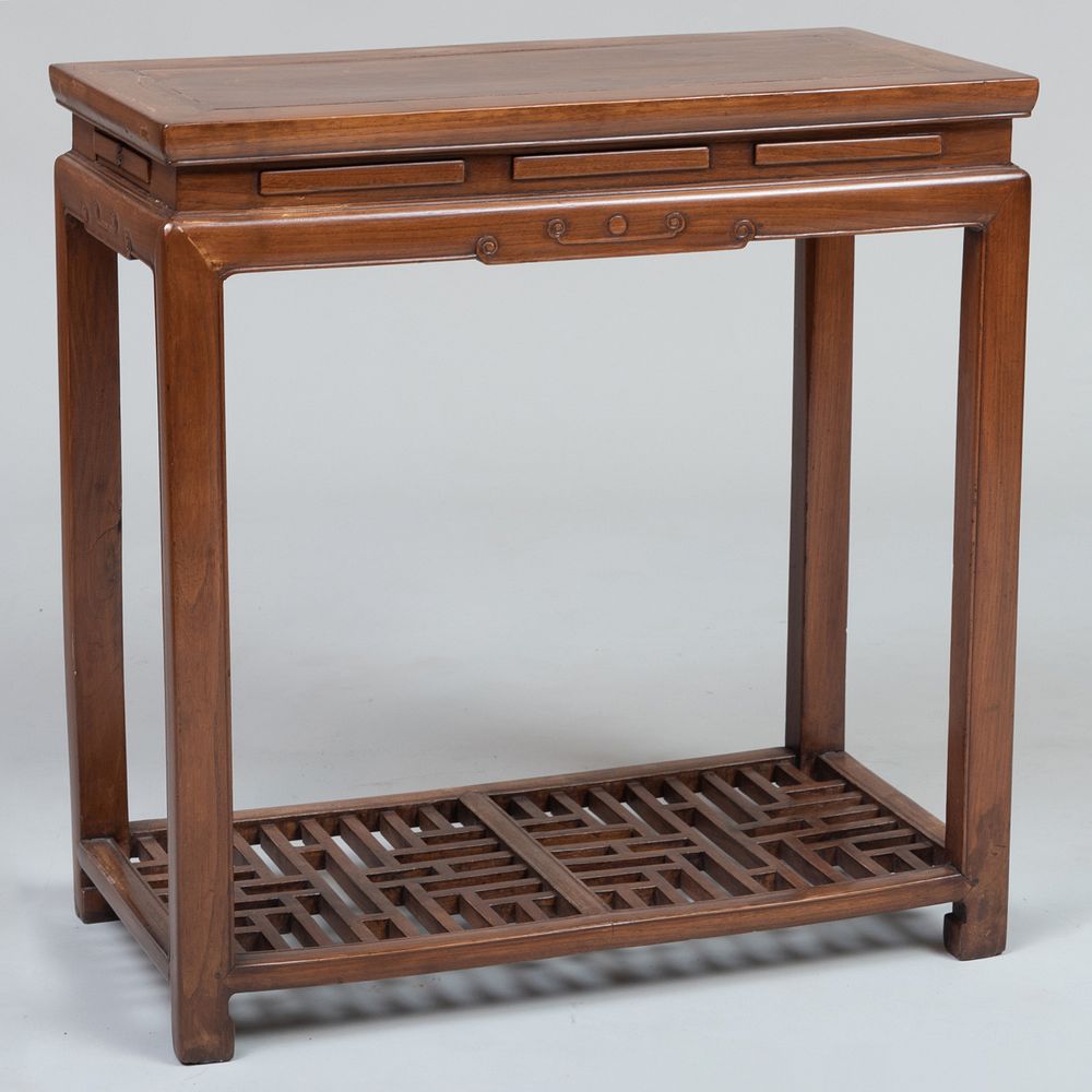 Appraisal: Chinese Carved Hardwood Scholar's Table Fitted with two side drawers