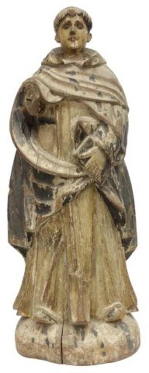 Appraisal: Spanish Colonial carved wood santo San Vincente Ferrer Saint Vincent