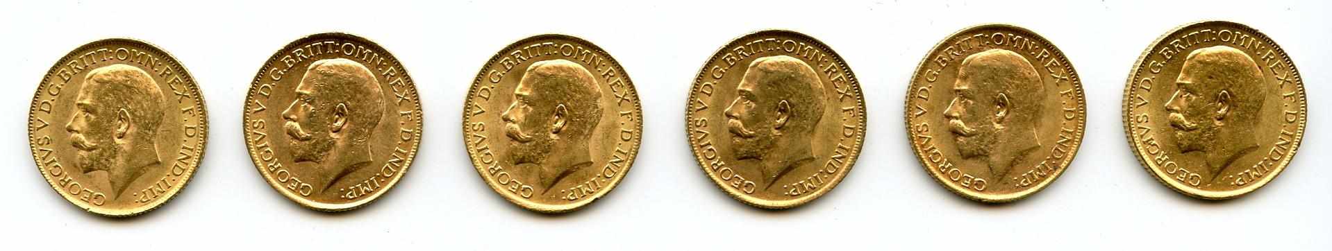 Appraisal: Great Britain George V Sovereigns KM- A desirable group of