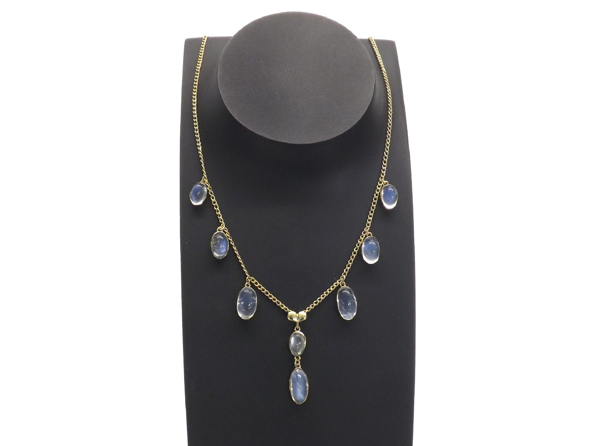 Appraisal: ct moonstone necklet with eight oval moonstone cabouchons gm long