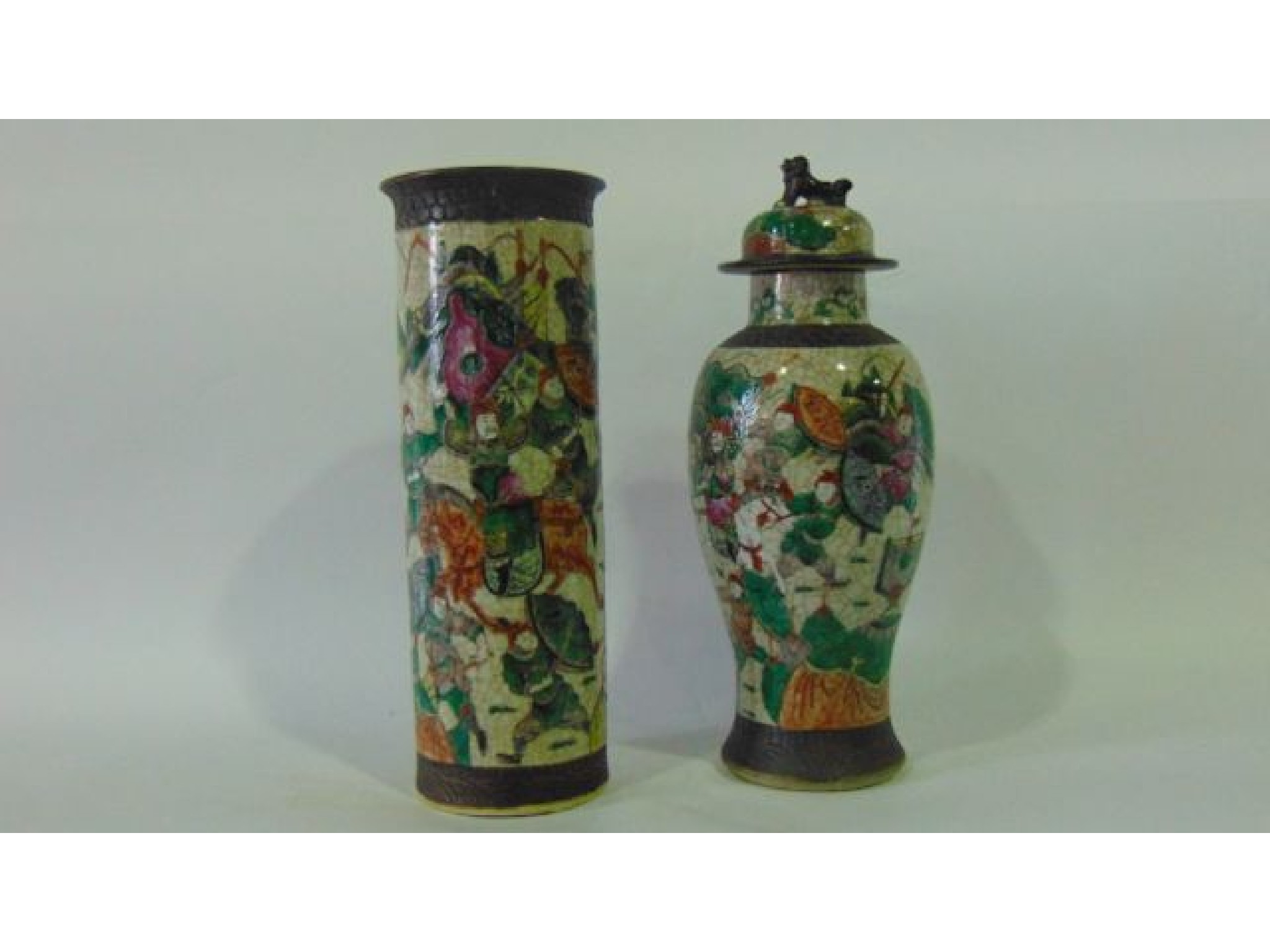 Appraisal: A late th century Satsuma vase and cover with crackle