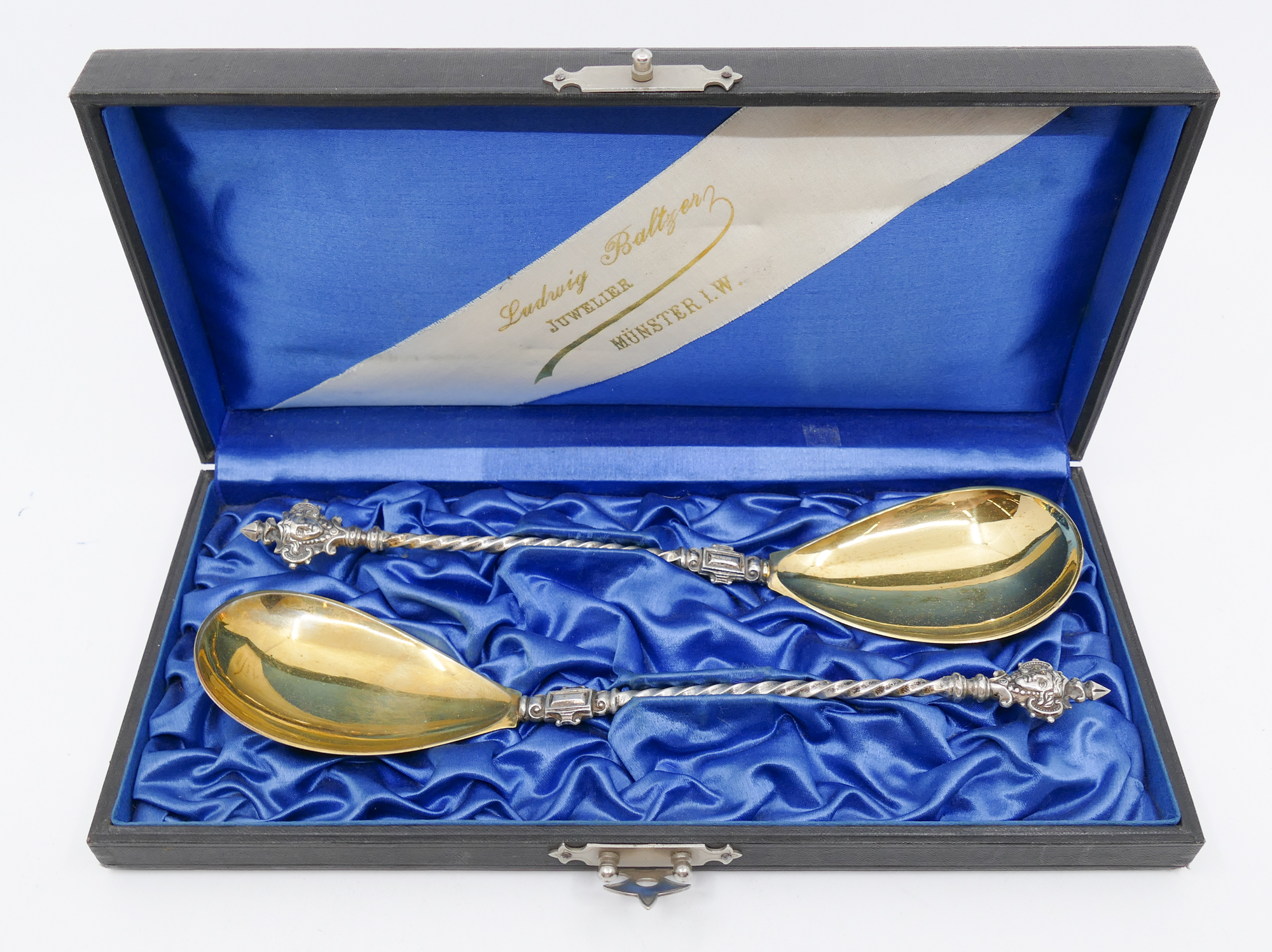 Appraisal: Pair B Knauer Munster Germany Silver Spoons in Presentation Box-