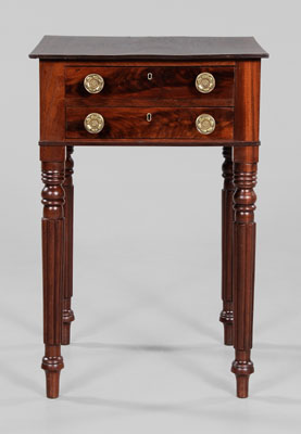 Appraisal: Federal Mahogany Two-Drawer Work Table Philadelphia early th century turned