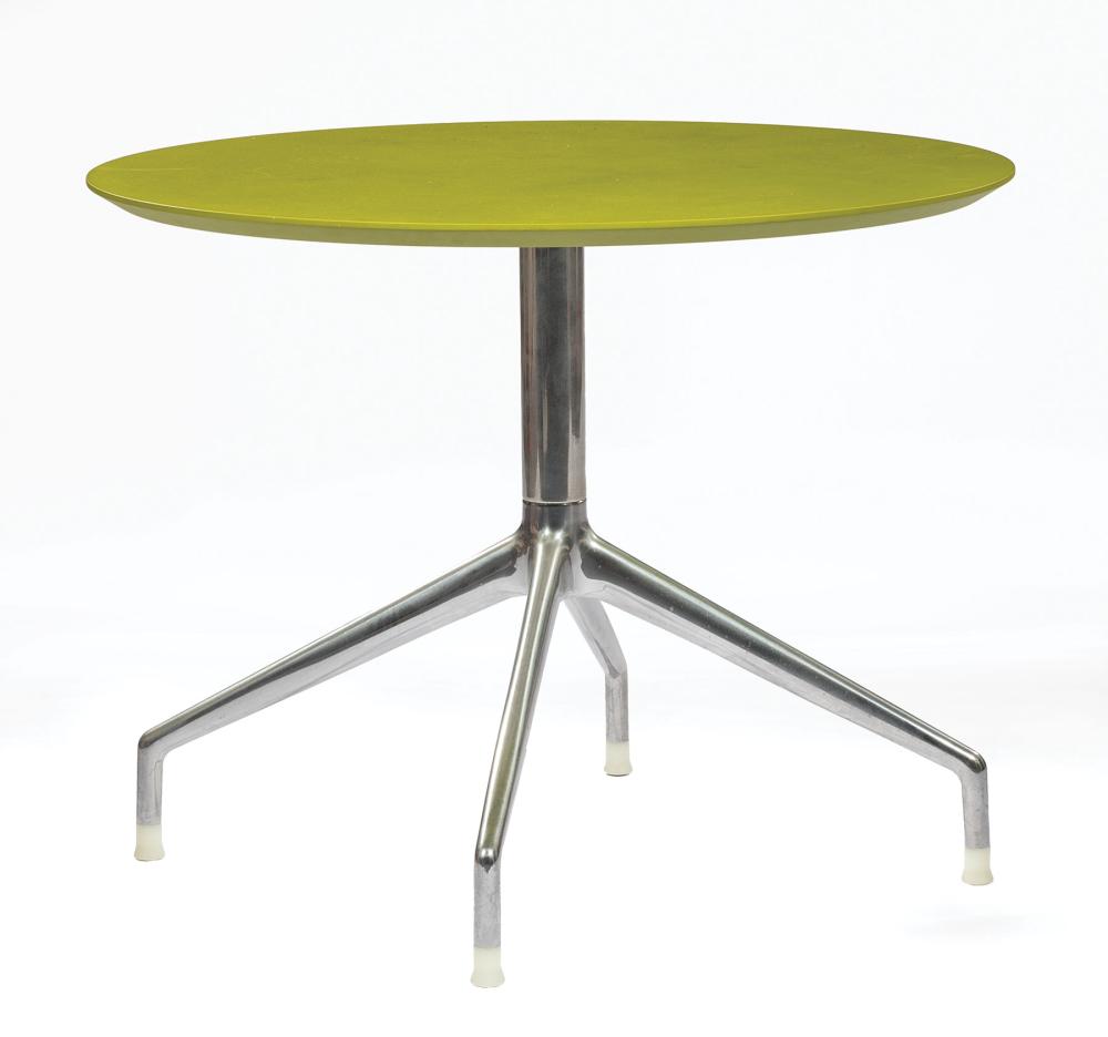 Appraisal: Contemporary Laminate and Metal Side Table round top with chamfered