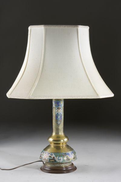 Appraisal: Chinese Champleve Vase Table Lamp late th century brass with