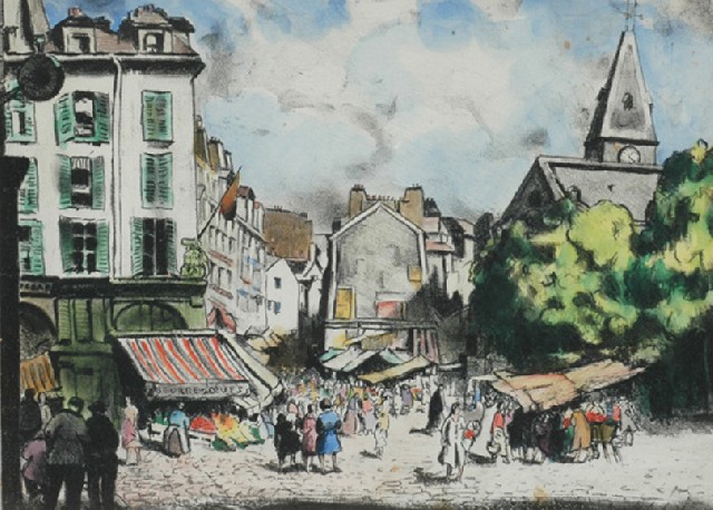 Appraisal: Ethel Carrick Fox - Sunday Market lithograph signed 'E Carrick