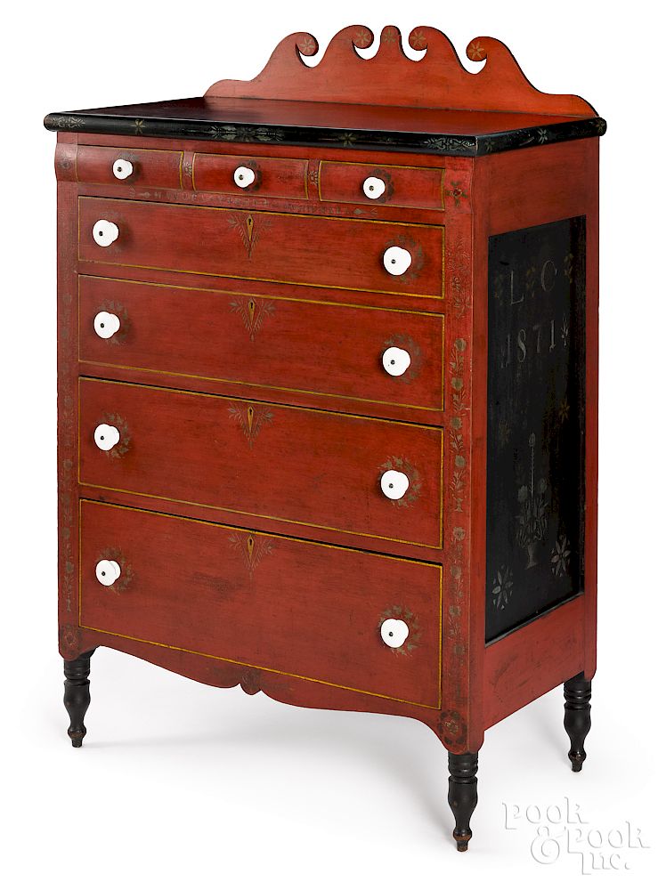 Appraisal: Important Pennsylvania painted chest of drawers Important Somerset County Pennsylvania