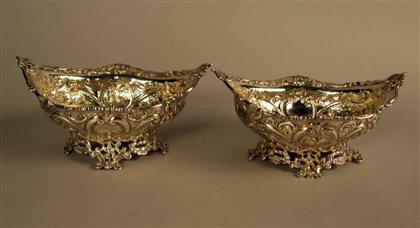 Appraisal: Pair of Victorian sterling silver repousse bon bon dishes william