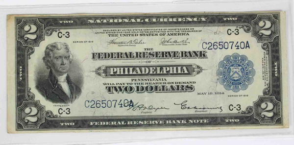 Appraisal: National Currency Philadelphia Battleship Note VG