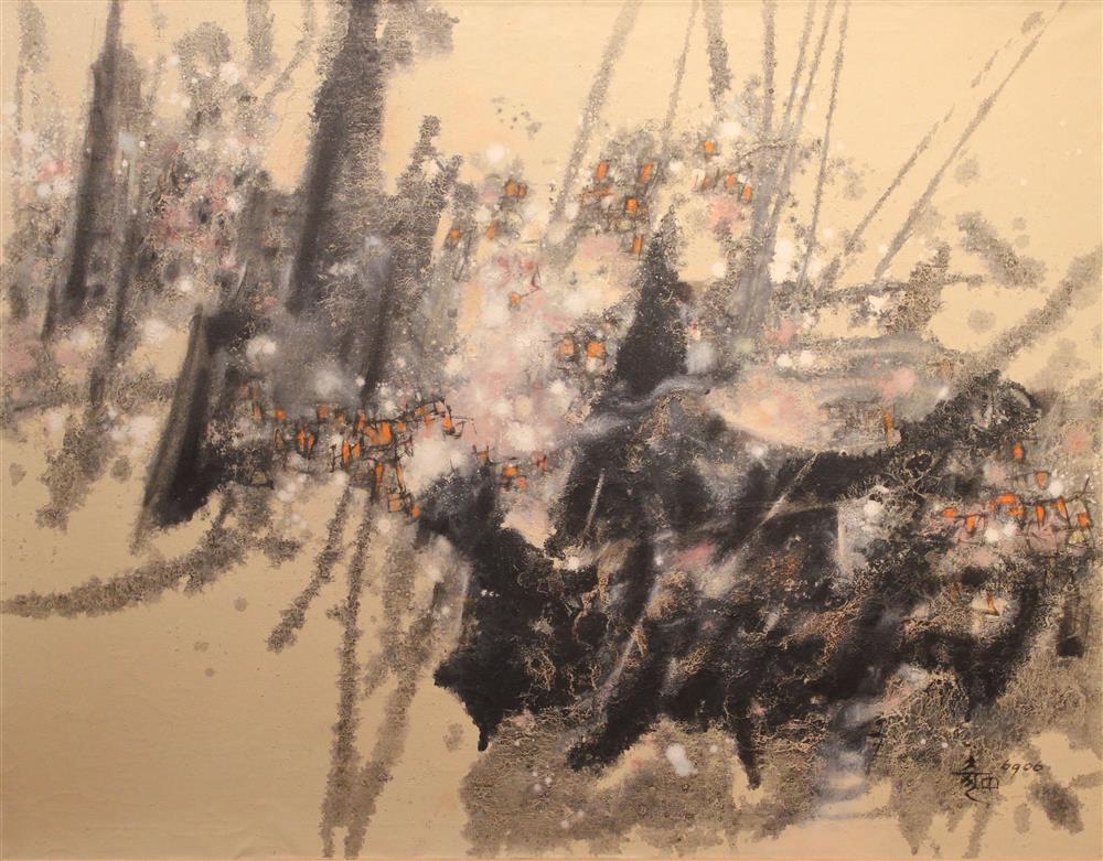 Appraisal: HU CHI-CHUNG CHINESE - PAINTING Oil on canvas x in