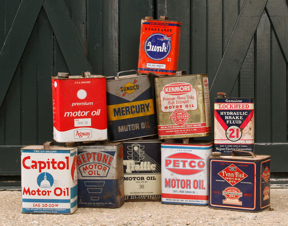 Appraisal: - Vintage Motor Oil Cans Provenance From the Massachusetts estate