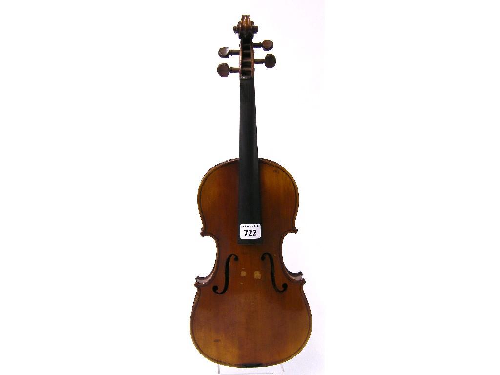 Appraisal: Early th century French three-quarter size Stradivari copy violin cm