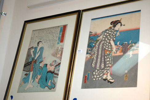 Appraisal: IKKEISAI YOSHICHIKA AND TOYOHARA KUNICHIKA PAIR OF WORKS DEPICTING CHARACTERS