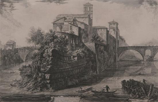 Appraisal: GIOVANNI BATTISTA PIRANESI Italian - VEDUTA DELL'ISOLA TIBERINA Paris Edition