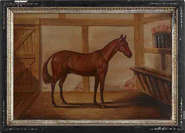 Appraisal: Oil on canvas portrait of a horse th c x