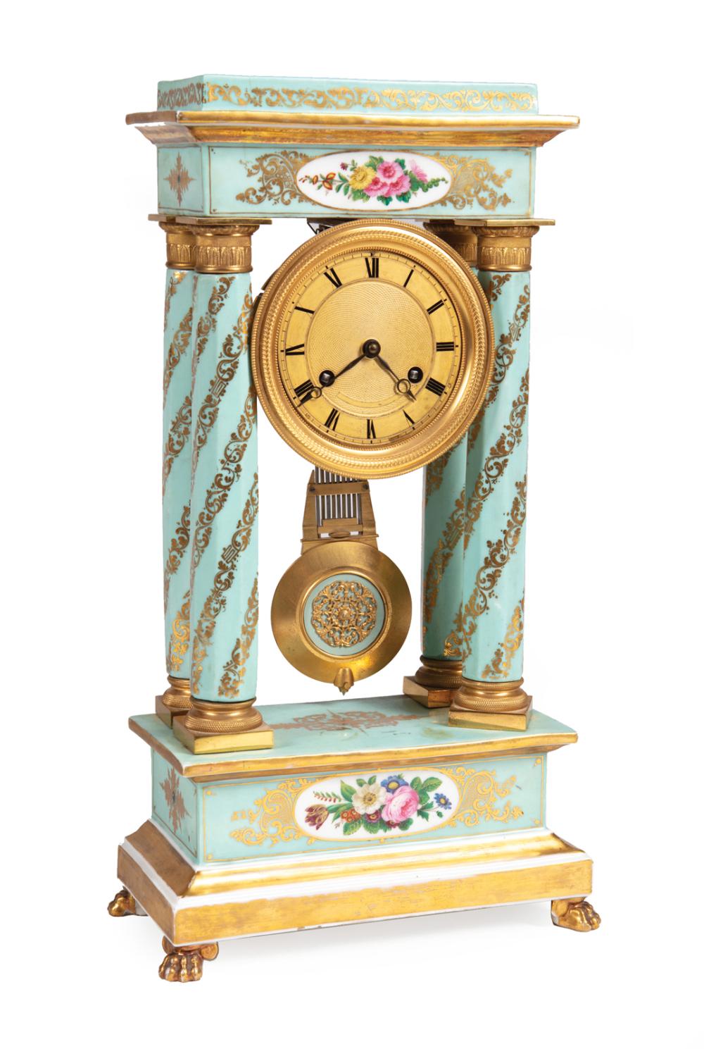 Appraisal: Louis Philippe Paris Porcelain Bronze-Mounted Portico Clock th c dial