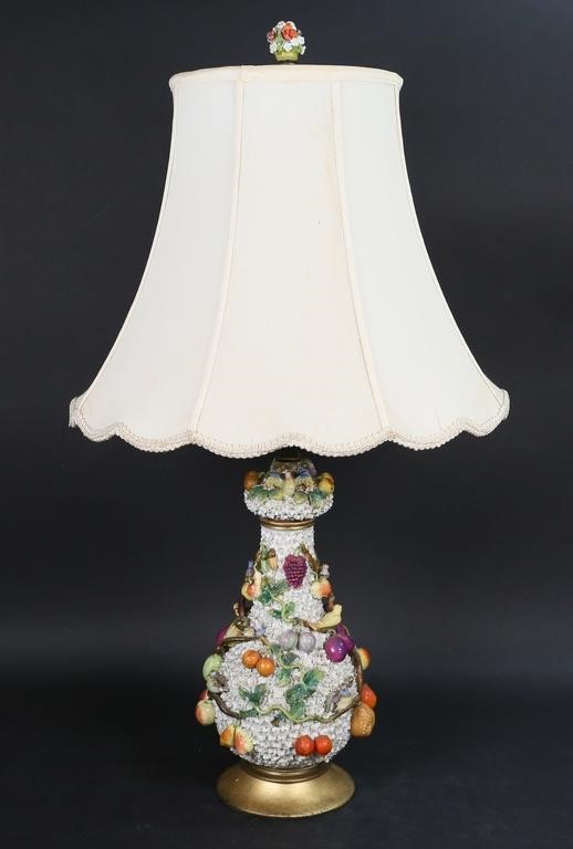 Appraisal: Meissen Schneeballen style porcelain urn fitted as a lamp With