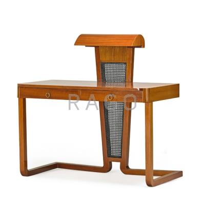 Appraisal: JEAN ROYERE - Desk France s Mahogany brass lacquered cane