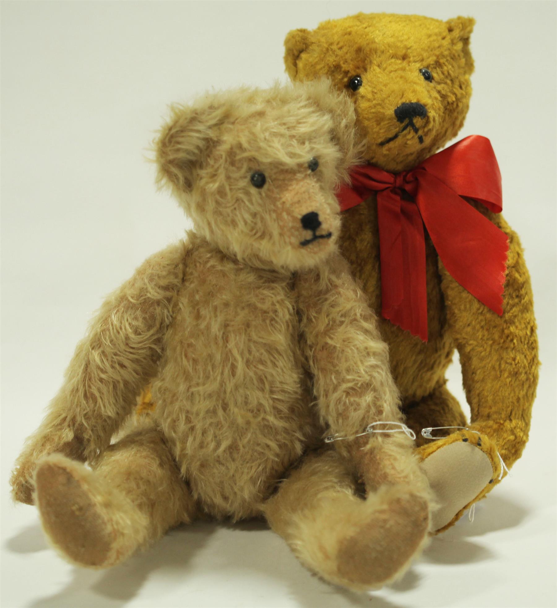 Appraisal: TWO VERY NICE MOHAIR BEARS WITH SHOE BUTTON EYES American