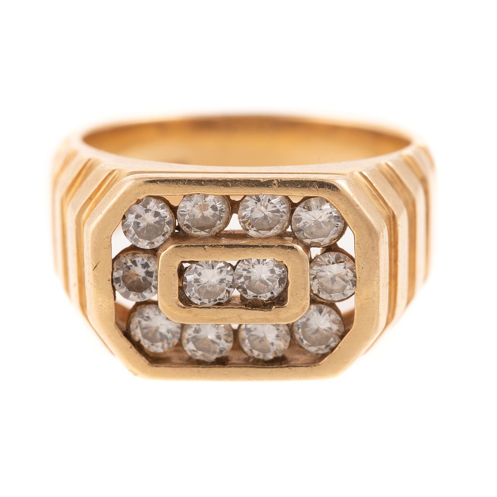 Appraisal: A Wide Multi-Diamond Ring in K Yellow Gold K yellow