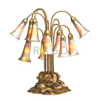 Appraisal: TIFFANY STUDIOS Ten-Lily table lamp with period art glass shades