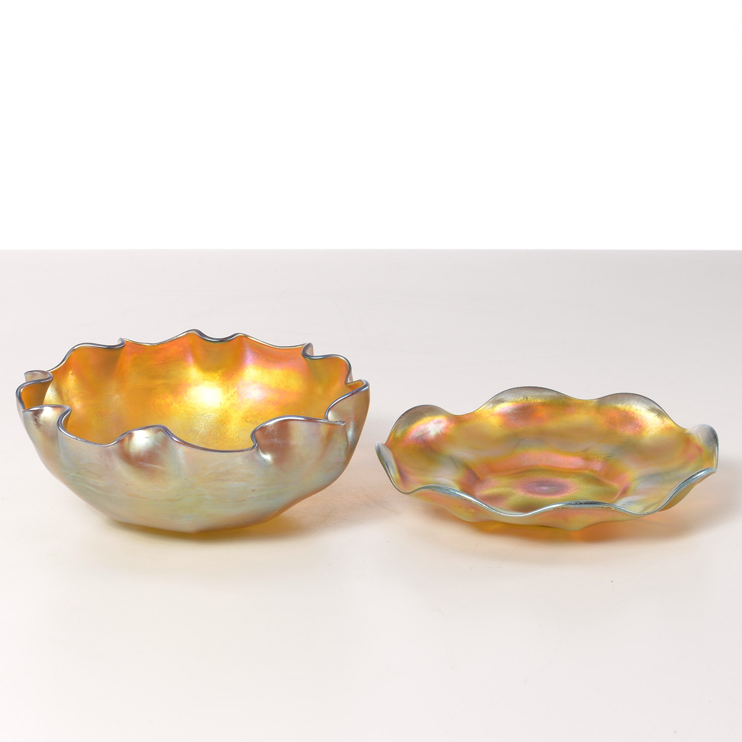 Appraisal: L C TIFFANY FAVRILE GLASS BOWL AND DISH th c