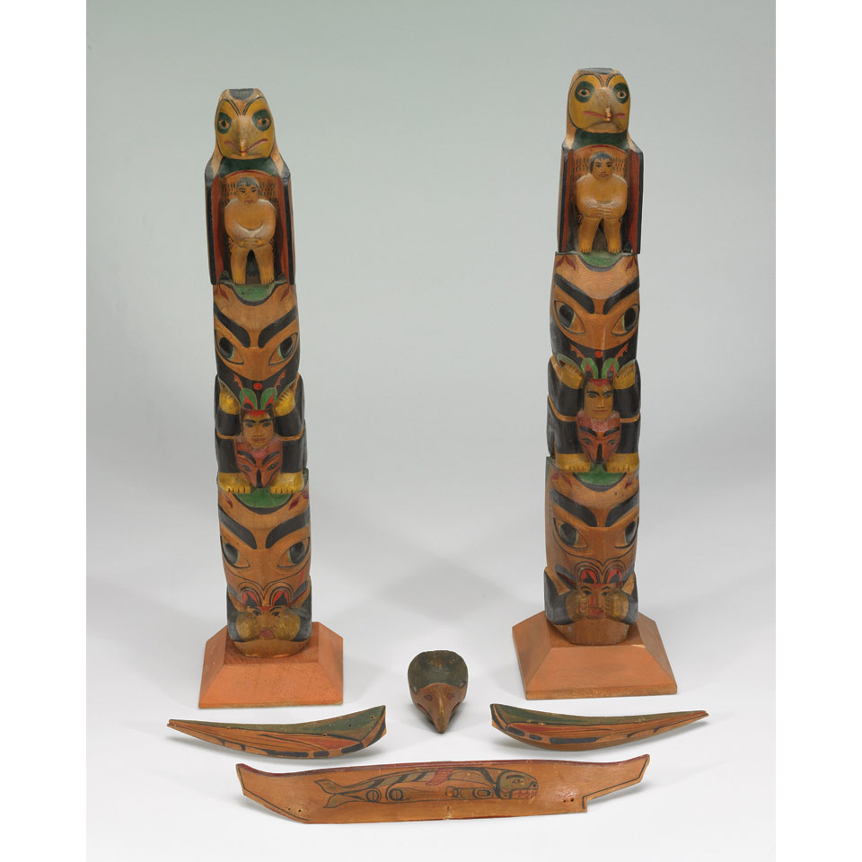 Appraisal: FREDERICK ALEXIE A PAIR OF TOTEM POLES SIMPSON B C