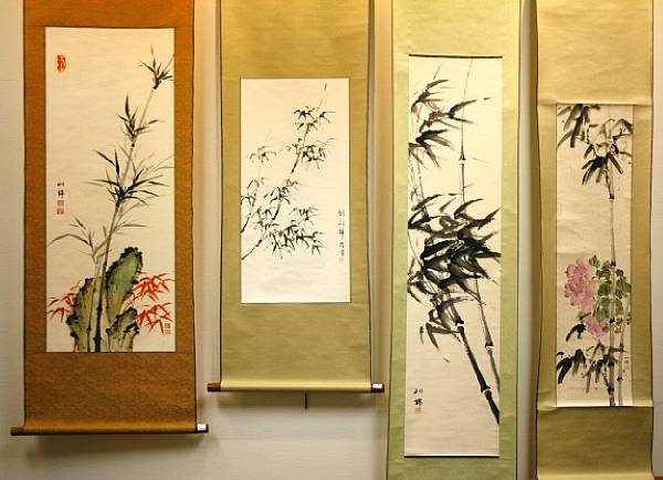 Appraisal: Liu Sijin Irene Hou th Century Four hanging scrolls depicting