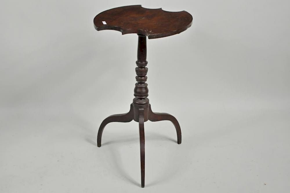 Appraisal: CT Cherry Cut Out Top Spider Leg Candlestand Unusual Federal