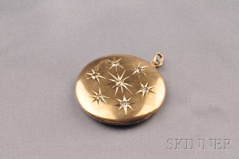 Appraisal: Antique Diamond Locket star-set with seven diamond melee kt gold