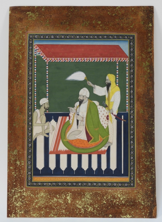 Appraisal: INDIAN SIKH SCHOOL INDIAN PAINTING OF ROYAL IndiaEarly th CenturyDepicts