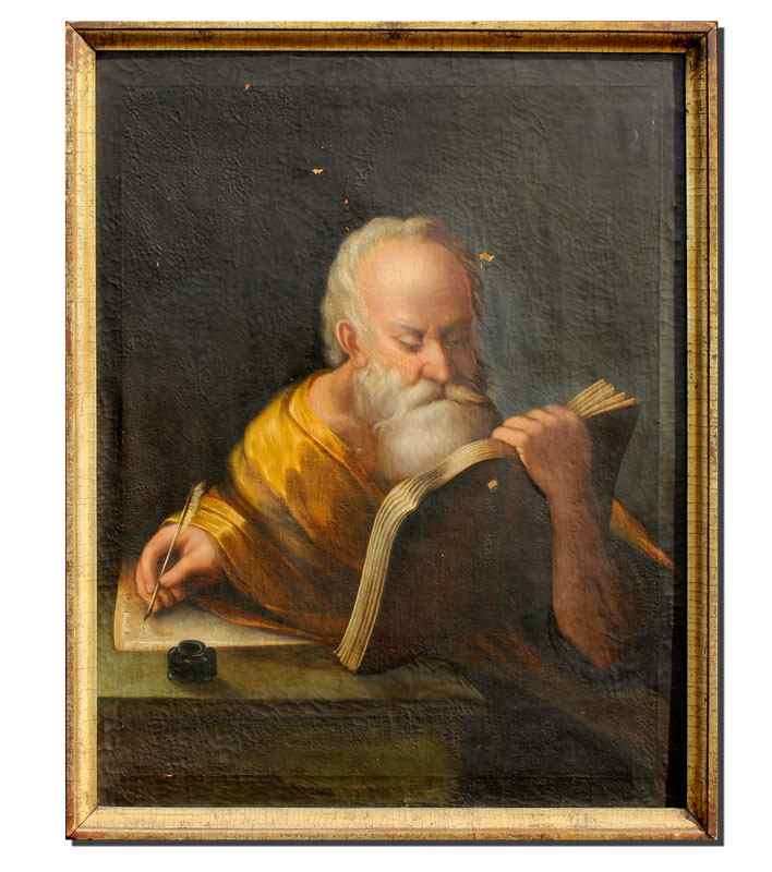 Appraisal: RELIGIOUS THEMED OIL ON CANVAS OF ST JEROME READING A