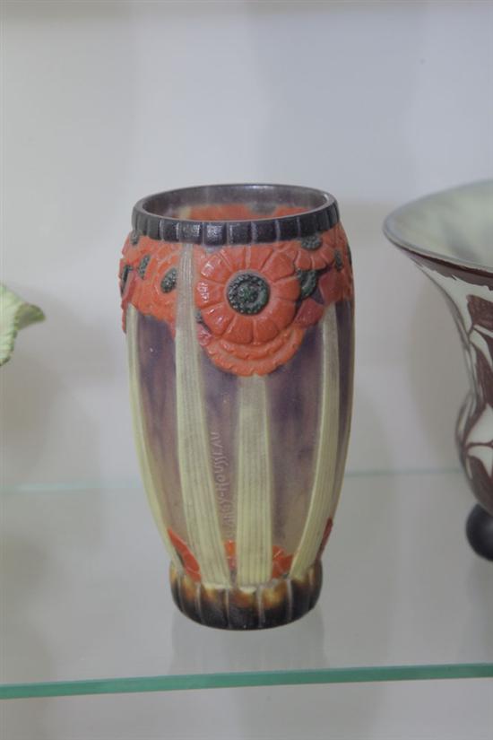 Appraisal: GABRIEL ARGY-ROUSSEAU PATE-DE-VERRE VASE With stylized Chrysanthemum decoration Molded signature