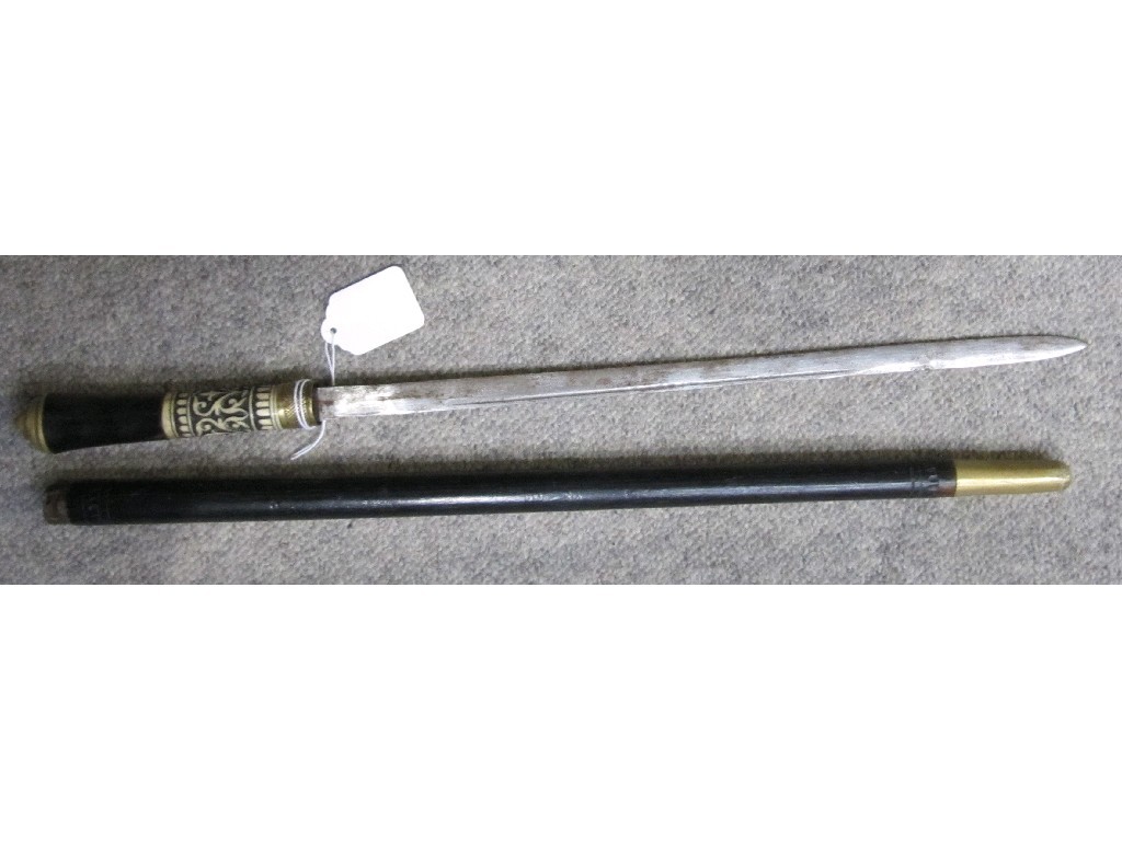 Appraisal: Ivory inlaid and gilt metal mounted swordstick